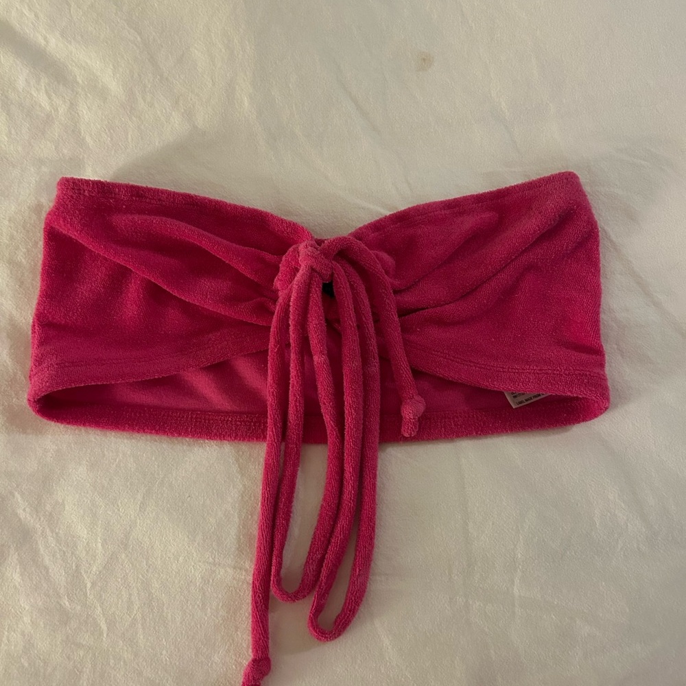 Pink Strapless Tie-Front Top